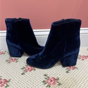 Sam Edelman Navy Blue Velvet Booties